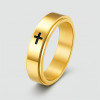 Anillo de hombre giratorio antiestrés con cruz de acero.