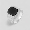 Bague homme acier chevaliere onyx noir carre
