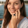 D Bague homme acier chevaliere onyx noir carre