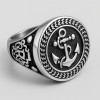Bague chevaliere homme acier ancre marine viking celte
