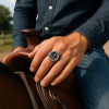 Bague chevaliere homme acier ancre marine viking celte