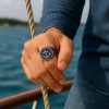 Bague chevaliere homme acier ancre marine viking celte