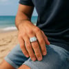 Anillo de Hombre de Acero Sello Zirconio