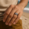 Bague homme anneau acier runes viking