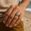 Bague homme anneau acier runes viking