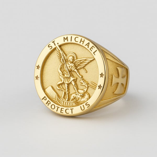 Anello di protezione da uomo in acciaio Saint Michael Chevaliere