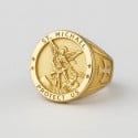 Saint michael knightly protection steel men's ring