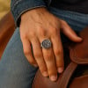 D Bague homme saint michael chevaliere croix acier