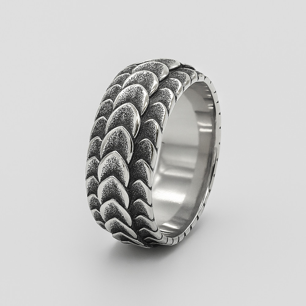 Men's Steel Ring with Oxidized Scale Finish