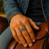 Men's Steel Ring with Oxidized Scale Finish