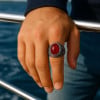 Bague homme chevaliere acier onyx ovale