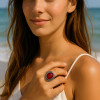 Ridderlijke ovale onyx stalen ring voor heren