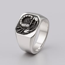 BySilverStone Handmade Scorpion Adjustable Ring - Sterling Silver Men's Zodiac Biker Ring (No Gemstone)