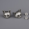 Boucles d'oeilles homme clous chat argent