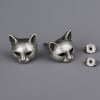Boucles d'oeilles homme clous chat argent
