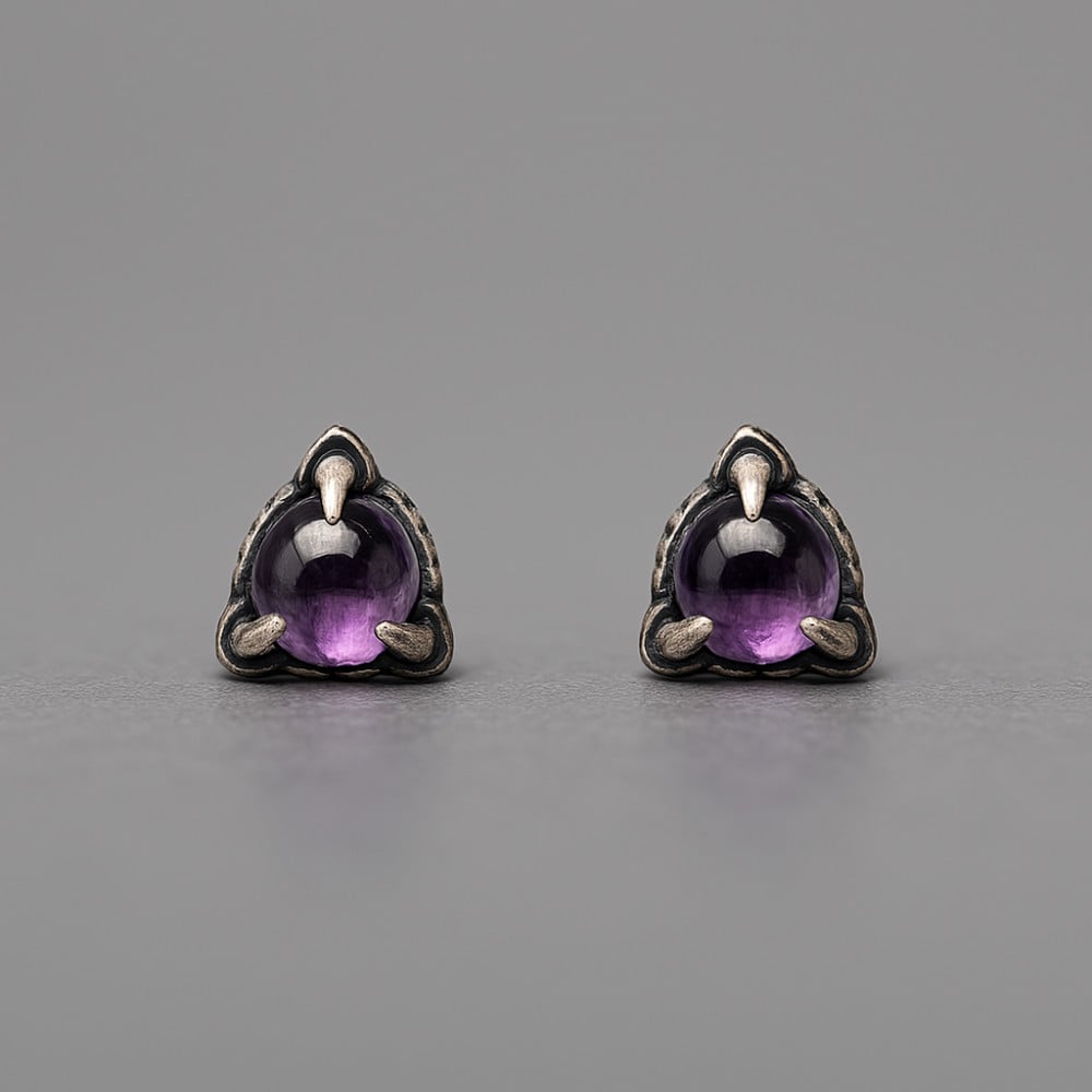 Boucles d'oreilles clous argent griffe oxyde zirconium
