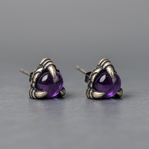 Boucles d'oreilles clous argent griffe oxyde zirconium