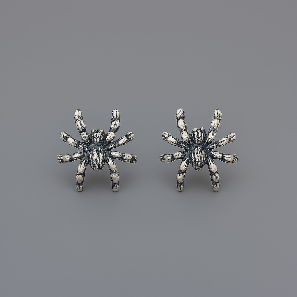 Boucles d'oreilles clous araignee argent homme femme