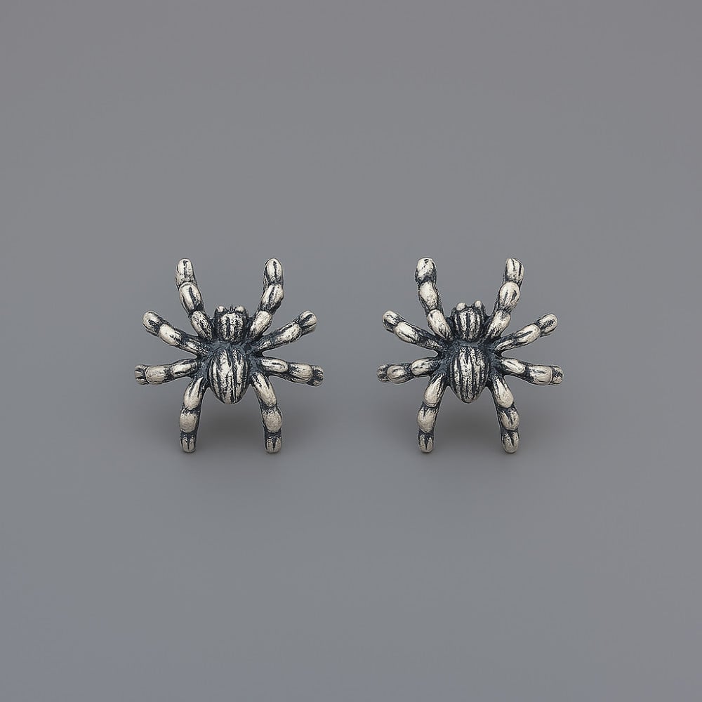 Boucles d'oreilles clous araignee argent homme femme