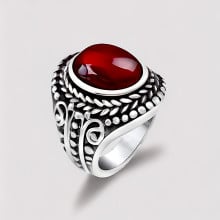 Anello cavalleresco da uomo in acciaio con onice ovale