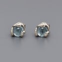 Boucles d'oeilles homme clous argent serpent pierre topaze