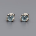 Boucles d'oeilles homme clous argent serpent pierre topaze