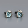 Boucles d'oeilles homme clous argent serpent pierre topaze
