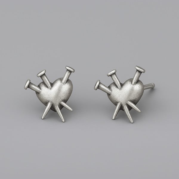 Boucles d'oreilles clous argent coeur perce homme femme