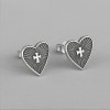 Boucles d'oreilles clous argent coeur croix homme femme - paire