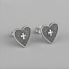 Boucles d'oreilles clous argent coeur croix homme femme - paire