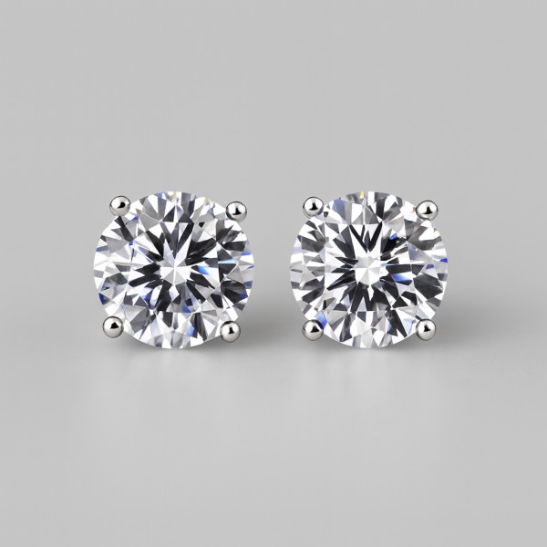 Boucles d'oreille clous homme argent zirconium - paire