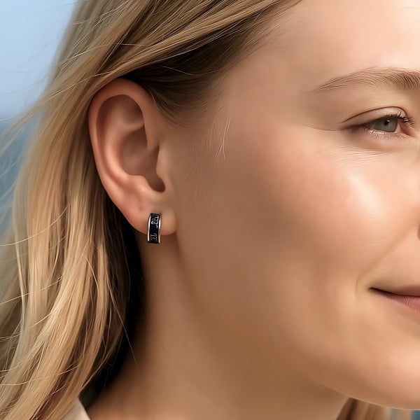 Boucles d'oreilles homme creoles argent onyx