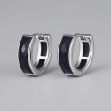 Men's silver onyx hoop earrings