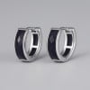 Boucles d'oreilles homme creoles argent onyx