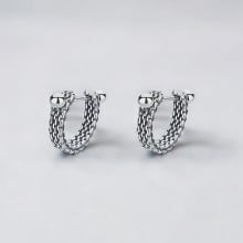 Boucles d'oreille argent maille homme femme creoles hoop