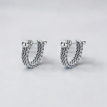 Men's Sterling Silver Mesh Hoop Earrings