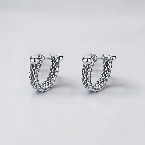Boucles d'oreille argent maille homme femme creoles hoop