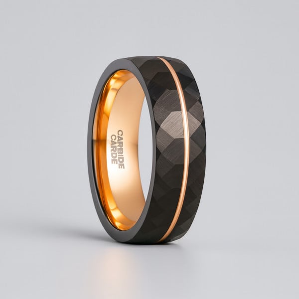 8mm Bague personnalisee alliance tungstene brosse rainure