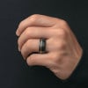 Bague personnalisee alliance tungstene brosse rainure
