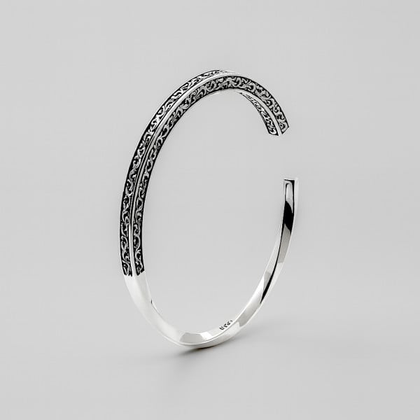 Bracelet argent massif jonc viking celtique torsade homme femme
