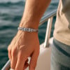 Bracelet homme gourmette biker chaine tresse fleur de lys