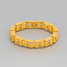 Bracciale in acciaio inossidabile da uomo - Design a catena da motocicletta, stile motociclista