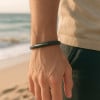 Bracelet jonc cuir tresse acier personnalisable