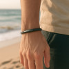 Bracelet jonc cuir tresse acier personnalisable