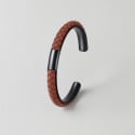 Bracelet jonc cuir tresse acier personnalisable