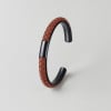 Bracelet jonc cuir tresse acier personnalisable