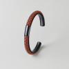 Bracelet jonc cuir tresse acier personnalisable