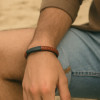 Bracelet jonc cuir tresse acier personnalisable