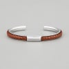 Bracelet jonc cuir tresse acier personnalisable