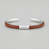 Bracelet jonc cuir tresse acier personnalisable